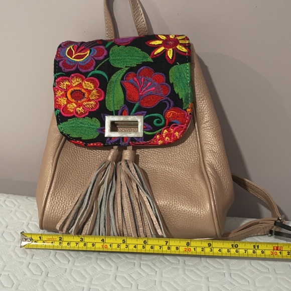 Stylish Leather & Embroidery Backpack - Picture 9 of 10